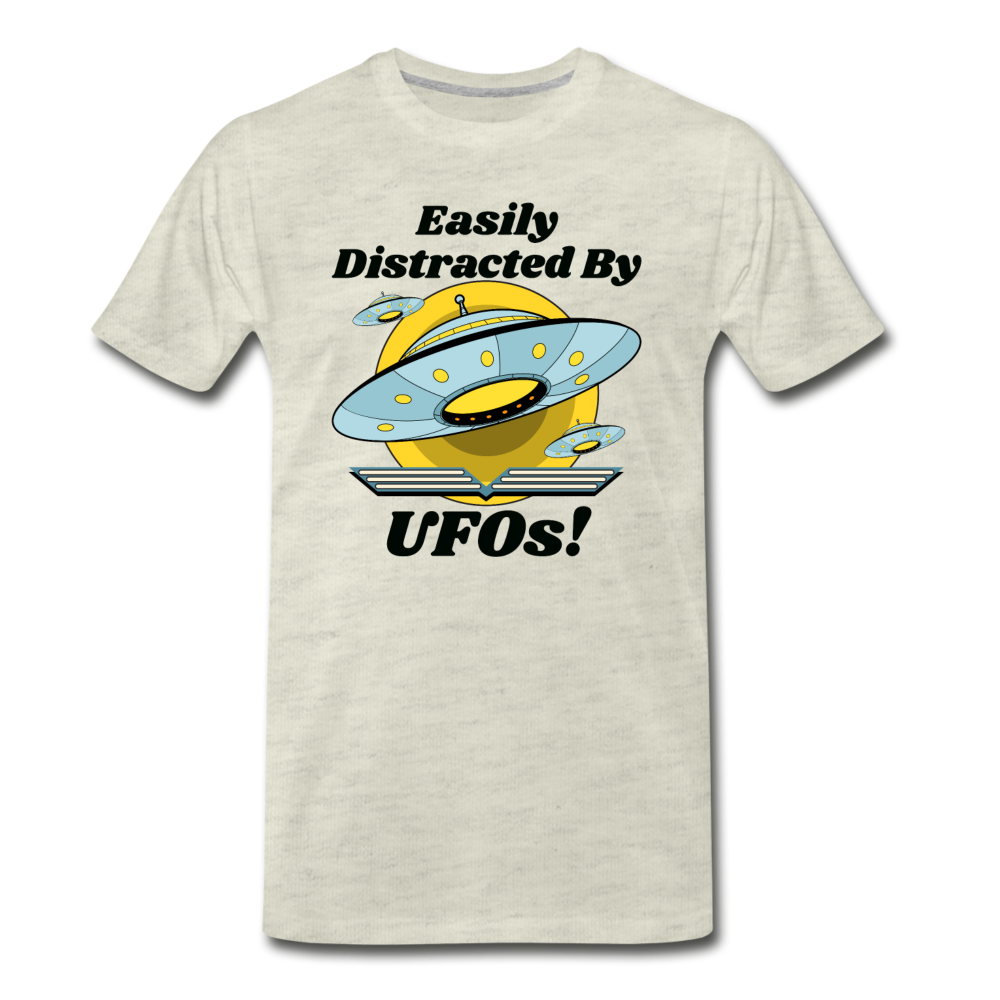 Easily Distracted - UFOs - Men's Premium T-Shirt - heather oatmeal