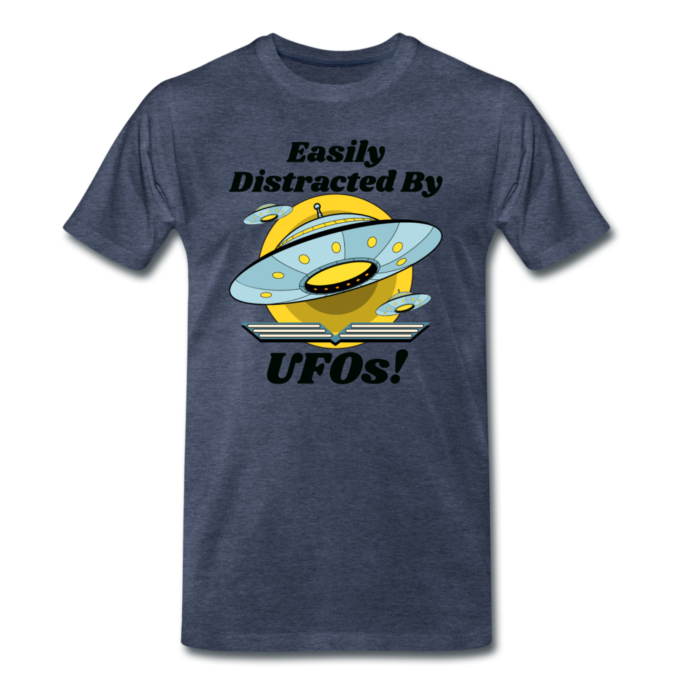 Easily Distracted - UFOs - Men's Premium T-Shirt - heather blue