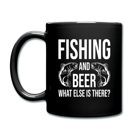 Fishing And Beer - White - Full Color Mug - black