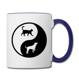Yin And Yang - Cat And Dog - Contrast Coffee Mug - white/cobalt blue