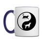 Yin And Yang - Cat And Dog - Contrast Coffee Mug - white/cobalt blue