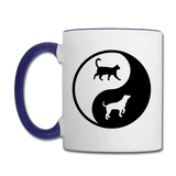 Yin And Yang - Cat And Dog - Contrast Coffee Mug - white/cobalt blue