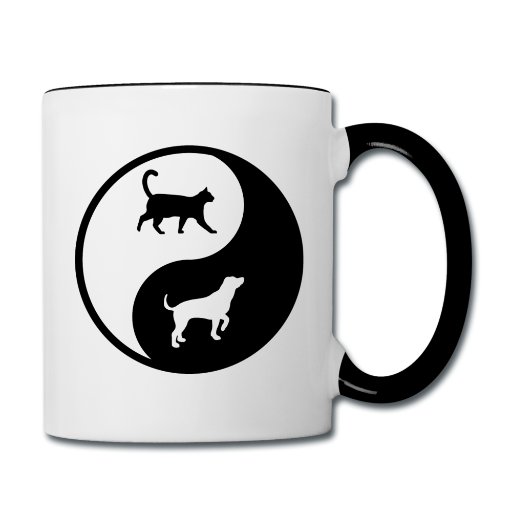 Yin And Yang - Cat And Dog - Contrast Coffee Mug - white/black