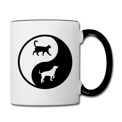 Yin And Yang - Cat And Dog - Contrast Coffee Mug - white/black