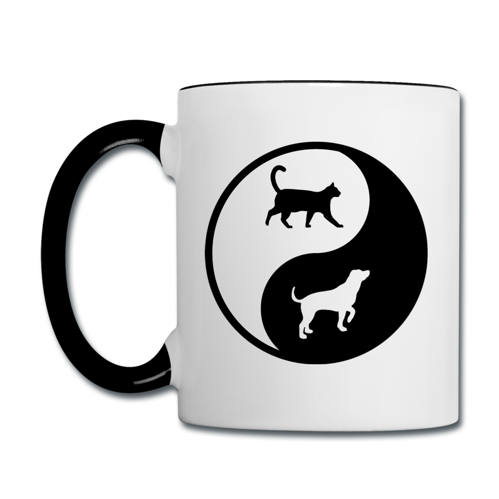 Yin And Yang - Cat And Dog - Contrast Coffee Mug - white/black