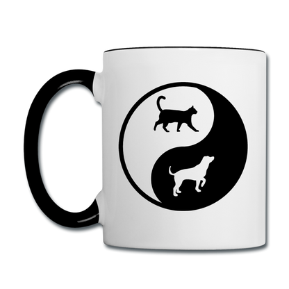 Yin And Yang - Cat And Dog - Contrast Coffee Mug - white/black