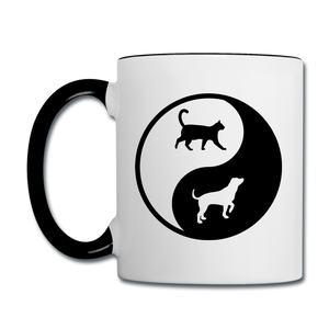 Yin And Yang - Cat And Dog - Contrast Coffee Mug - white/black