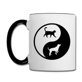 Yin And Yang - Cat And Dog - Contrast Coffee Mug - white/black