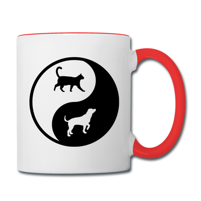 Yin And Yang - Cat And Dog - Contrast Coffee Mug - white/red