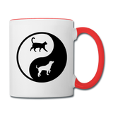 Yin And Yang - Cat And Dog - Contrast Coffee Mug - white/red