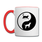 Yin And Yang - Cat And Dog - Contrast Coffee Mug - white/red