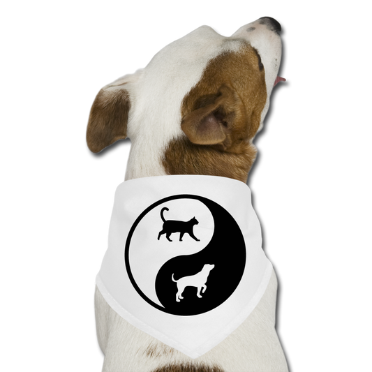 Yin And Yang - Cat And Dog - Pet Bandana - white