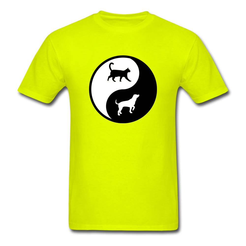 Yin And Yang - Cat And Dog - Unisex Classic T-Shirt - safety green