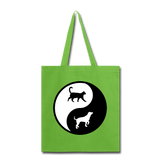 Yin And Yang - Cat And Dog - Tote Bag - lime green