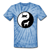 Yin And Yang - Cat And Dog - Unisex Tie Dye T-Shirt - spider baby blue