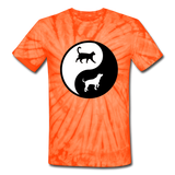 Yin And Yang - Cat And Dog - Unisex Tie Dye T-Shirt - spider orange