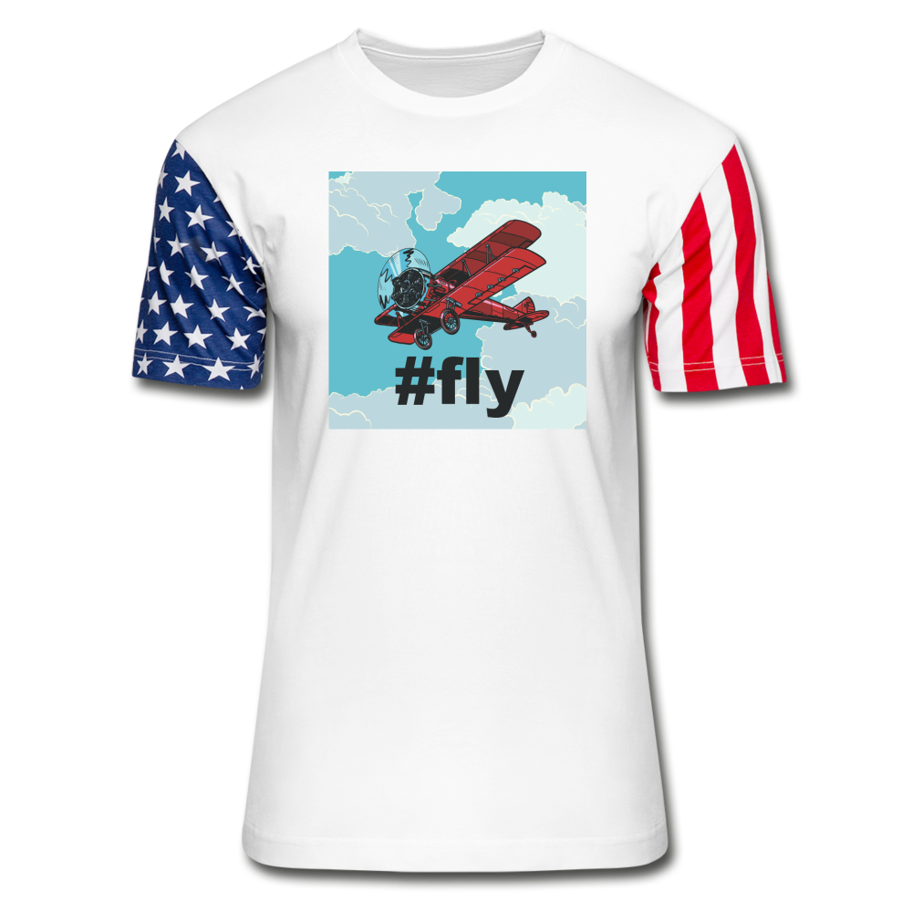 #fly - Red Biplane - Stars & Stripes T-Shirt - white