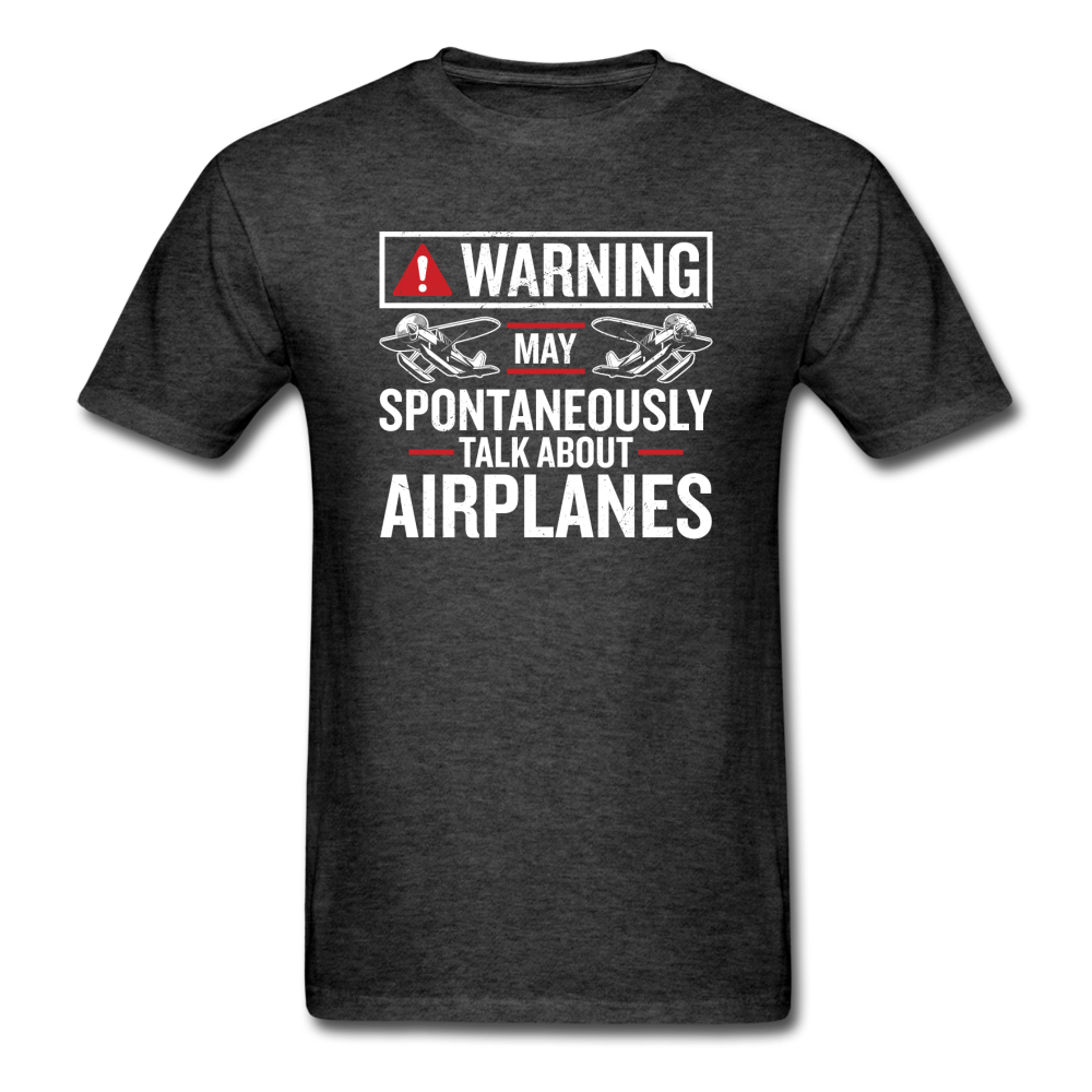 Warning Talk About Airplanes - Unisex Classic T-Shirt - heather black