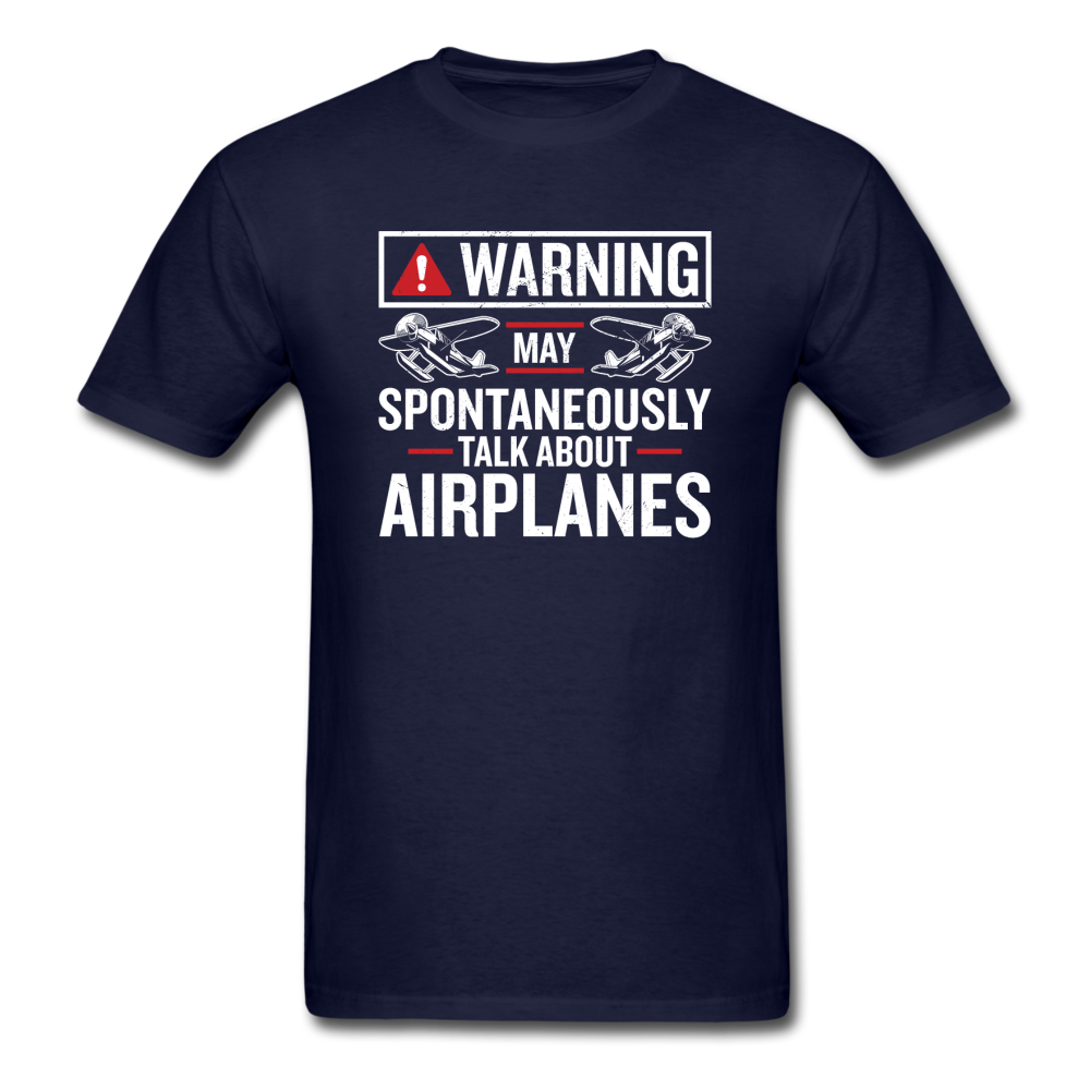 Warning Talk About Airplanes - Unisex Classic T-Shirt - navy