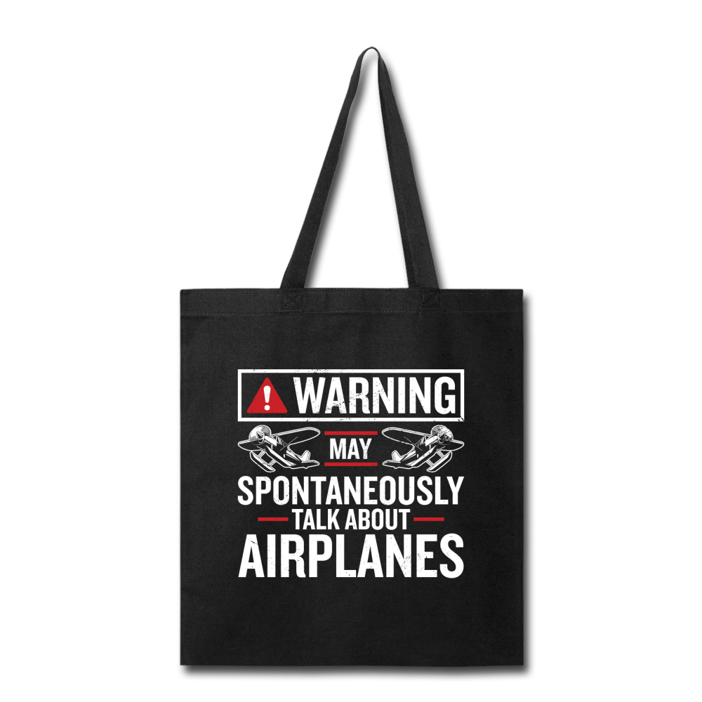 Warning Talk About Airplanes - Tote Bag - black