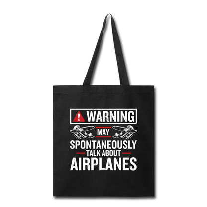 Warning Talk About Airplanes - Tote Bag - black