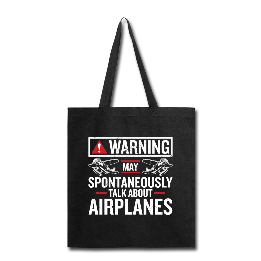 Warning Talk About Airplanes - Tote Bag - black