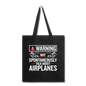 Warning Talk About Airplanes - Tote Bag - black