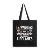 Warning Talk About Airplanes - Tote Bag - black