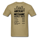 Aircraft Mechanic Hourly Rate - Black - Unisex Classic T-Shirt - khaki