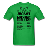 Aircraft Mechanic Hourly Rate - Black - Unisex Classic T-Shirt - bright green