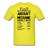 Aircraft Mechanic Hourly Rate - Black - Unisex Classic T-Shirt - yellow