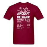 Aircraft Mechanic Hourly Rate - White - Unisex Classic T-Shirt - burgundy