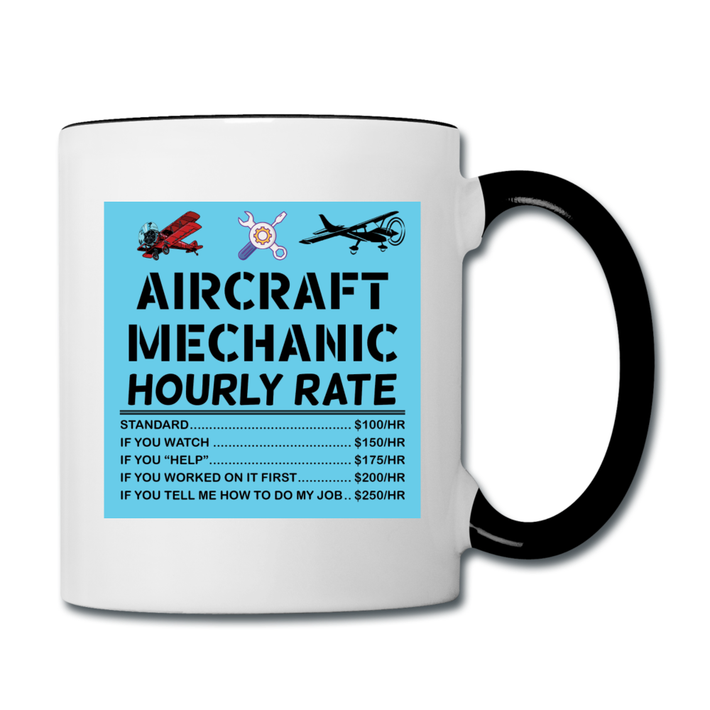 Aircraft Mechanic Hourly Rate - Color - Contrast Coffee Mug - white/black