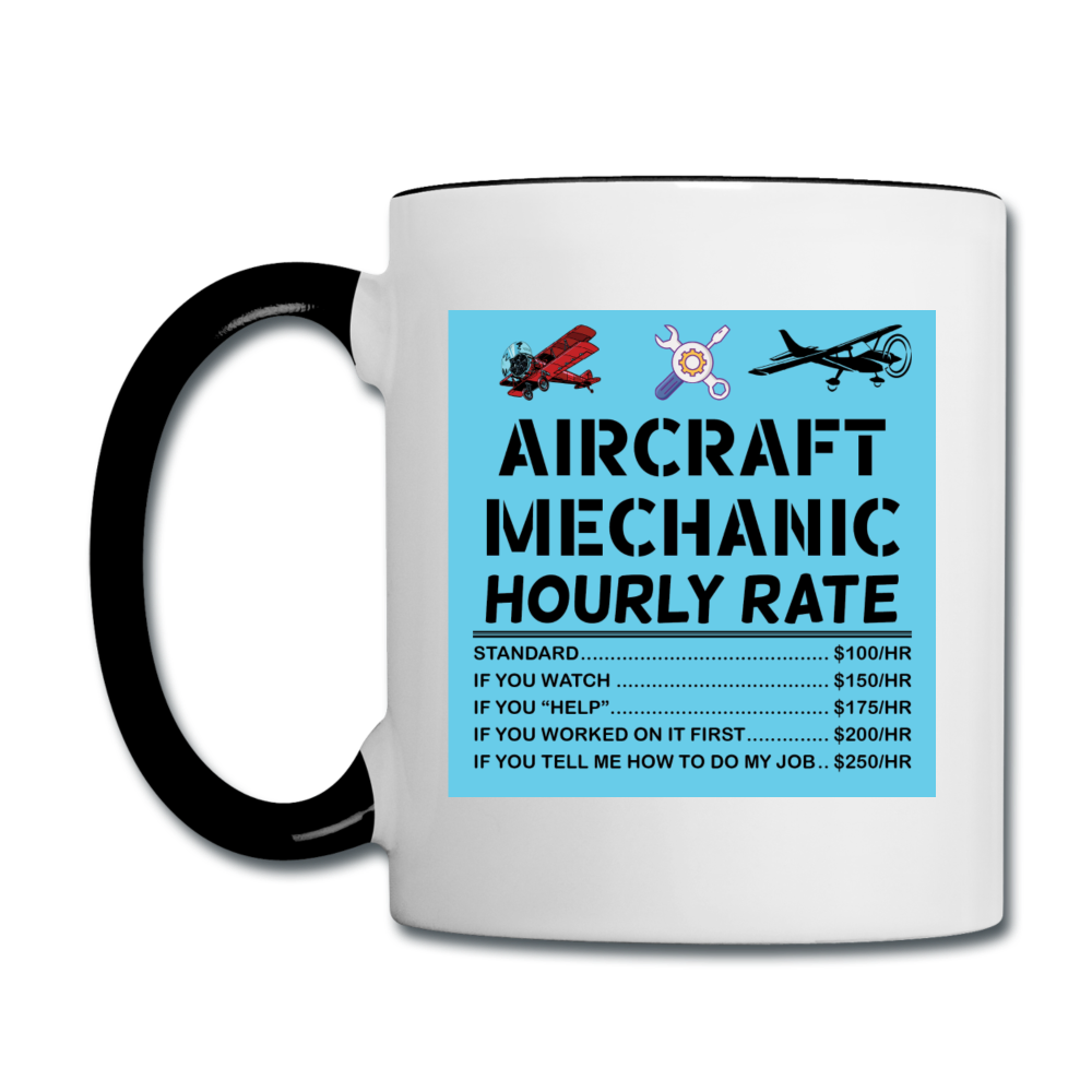 Aircraft Mechanic Hourly Rate - Color - Contrast Coffee Mug - white/black