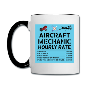 Aircraft Mechanic Hourly Rate - Color - Contrast Coffee Mug - white/black