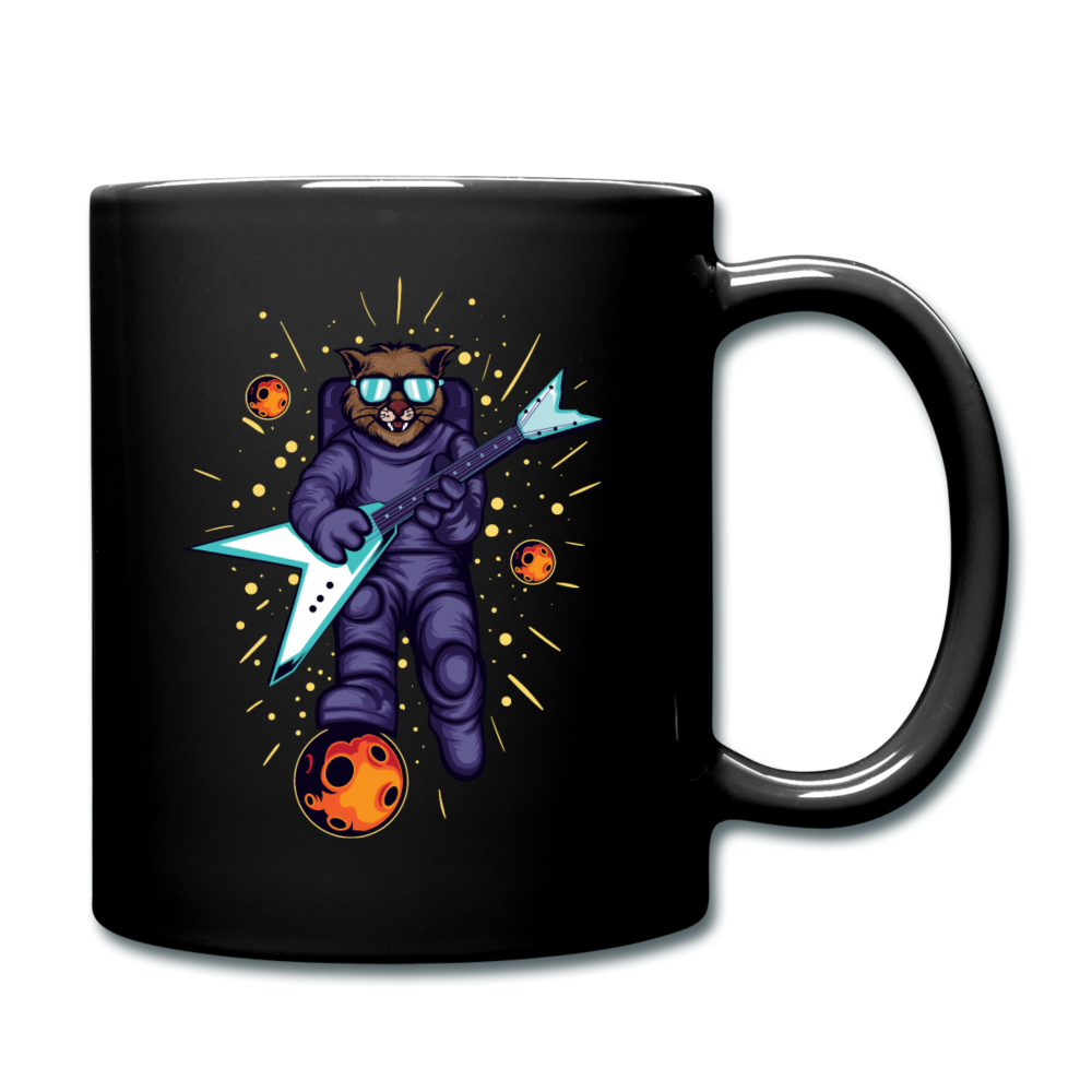 Cat Astronaut - Guitar - Full Color Mug - black