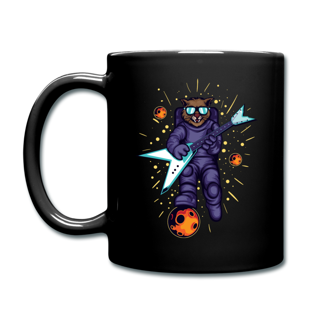 Cat Astronaut - Guitar - Full Color Mug - black