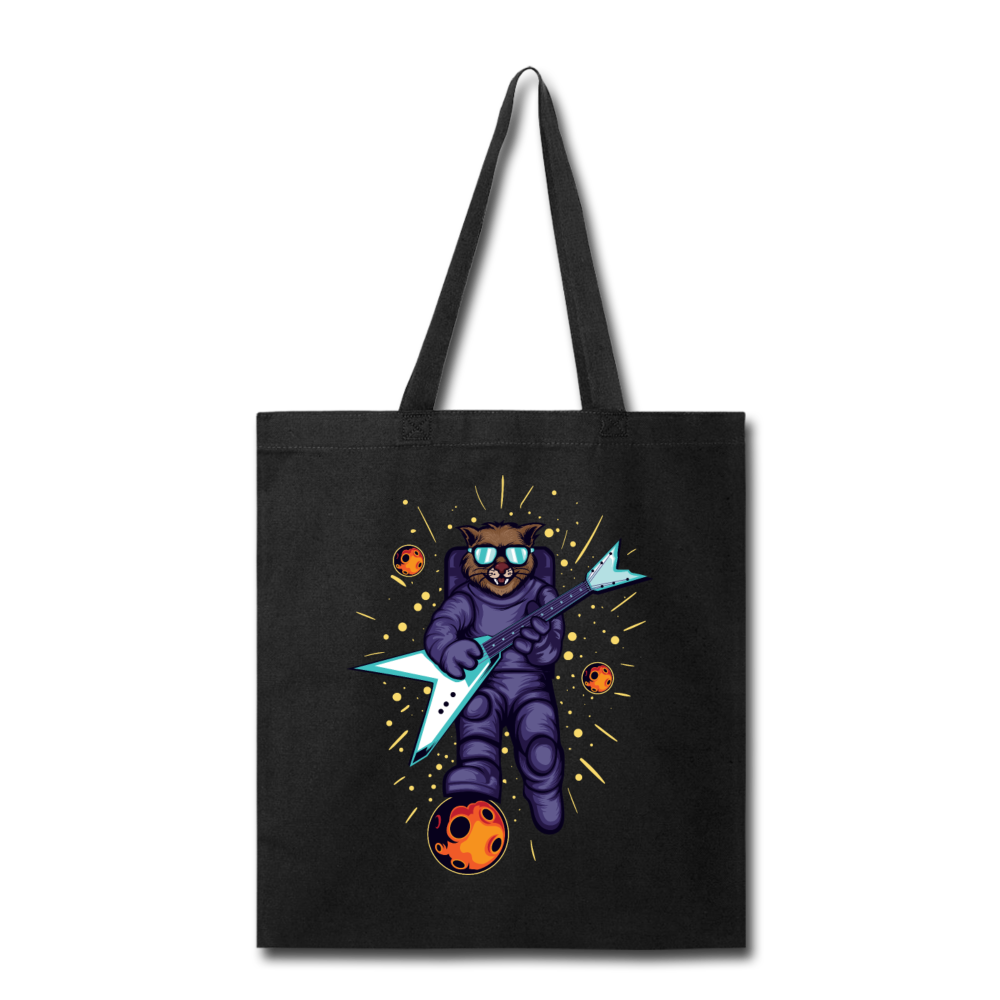 Cat Astronaut - Guitar - Tote Bag - black