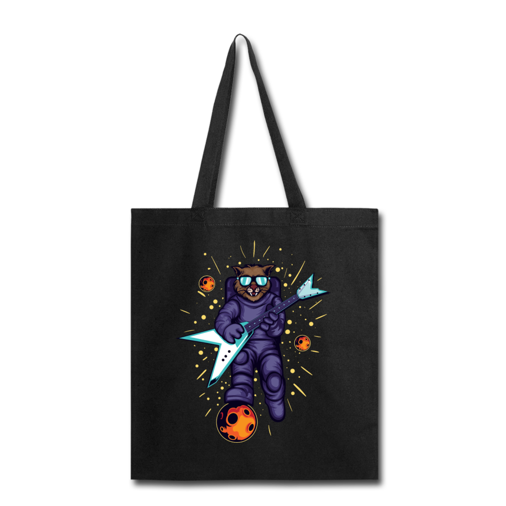 Cat Astronaut - Guitar - Tote Bag - black