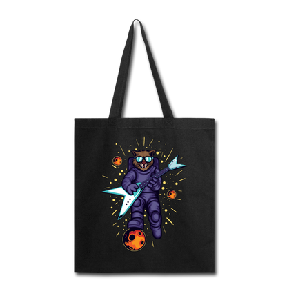 Cat Astronaut - Guitar - Tote Bag - black