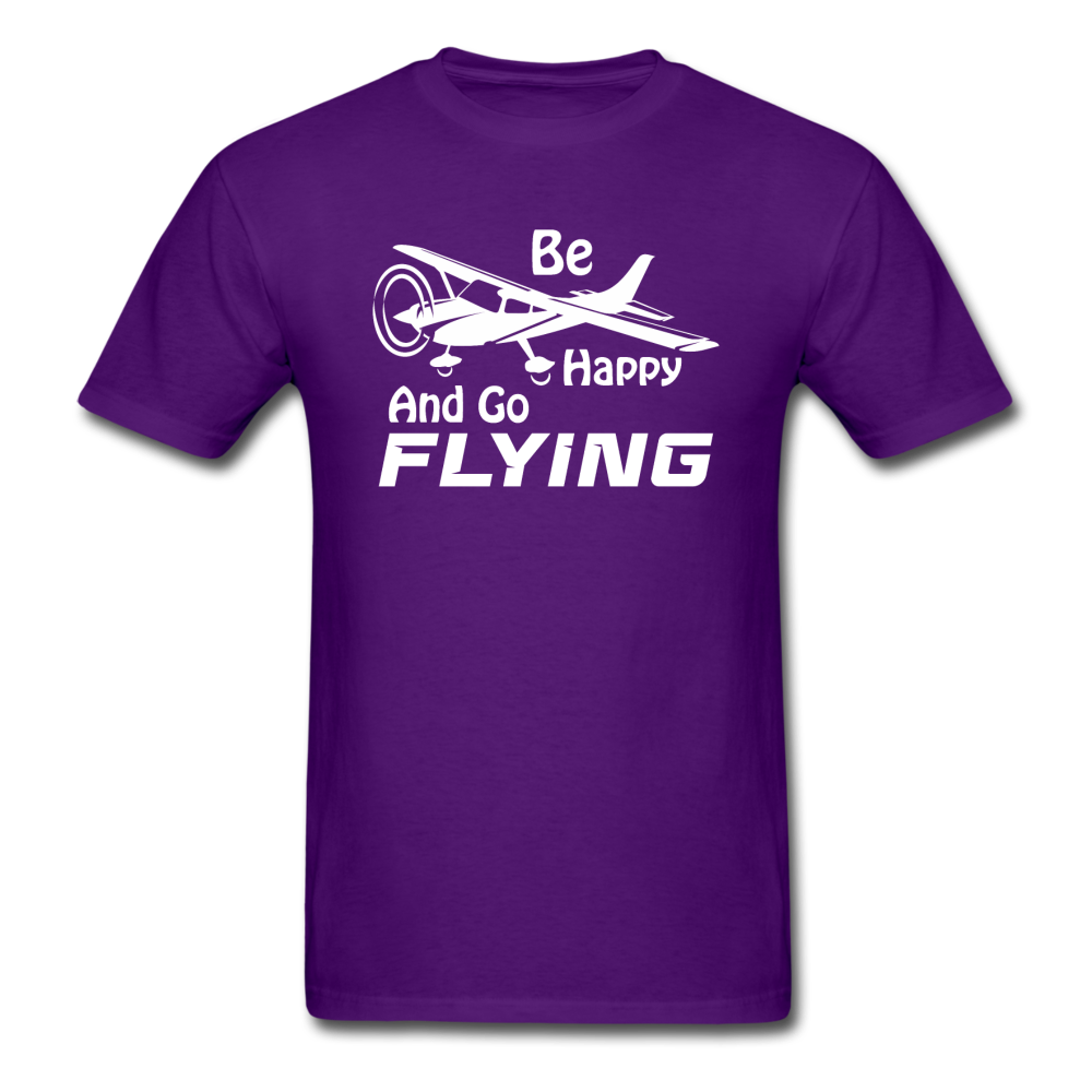 Be Happy And Go Flying - White - Unisex Classic T-Shirt - purple