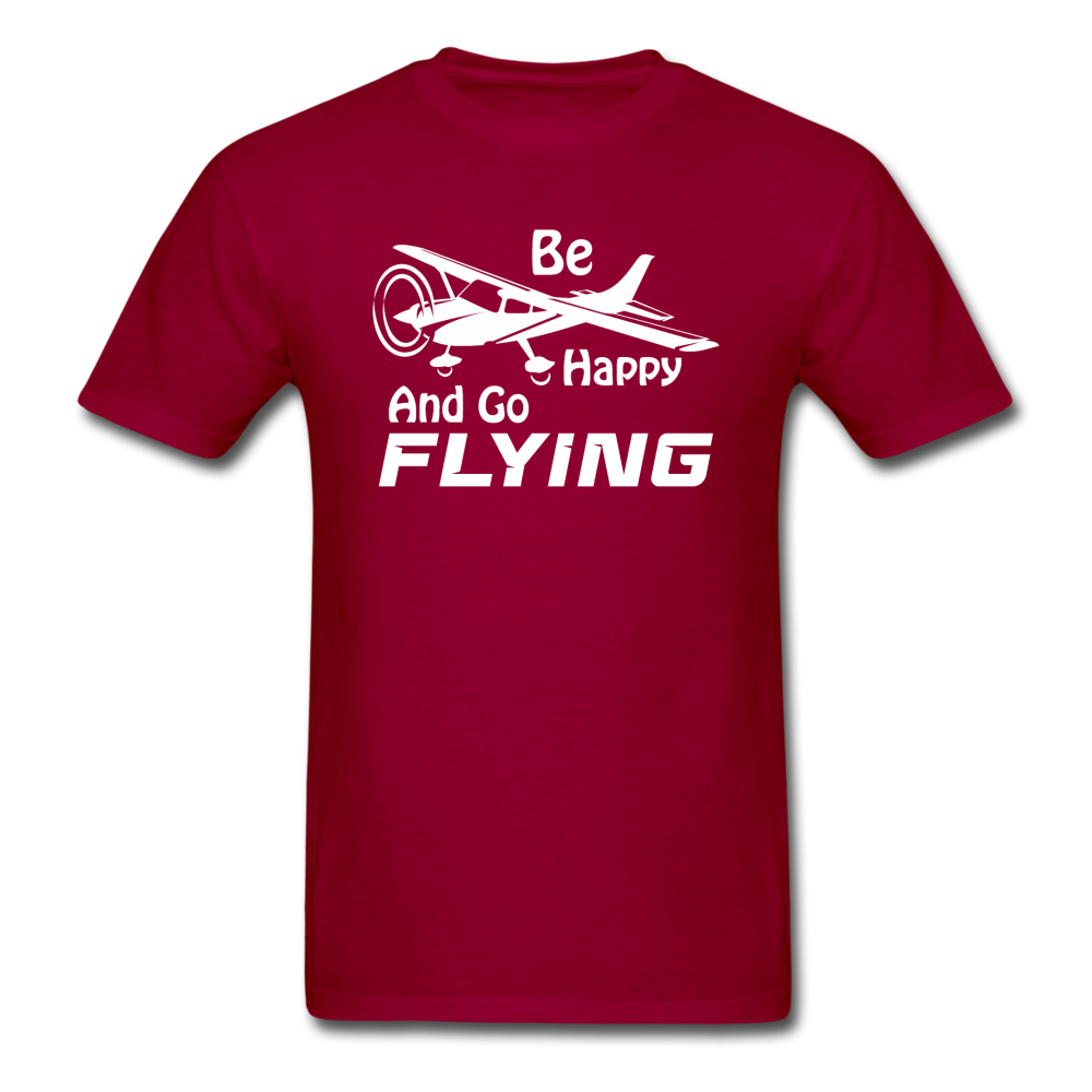 Be Happy And Go Flying - White - Unisex Classic T-Shirt - dark red