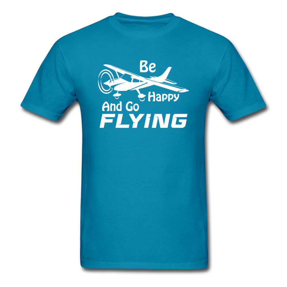 Be Happy And Go Flying - White - Unisex Classic T-Shirt - turquoise