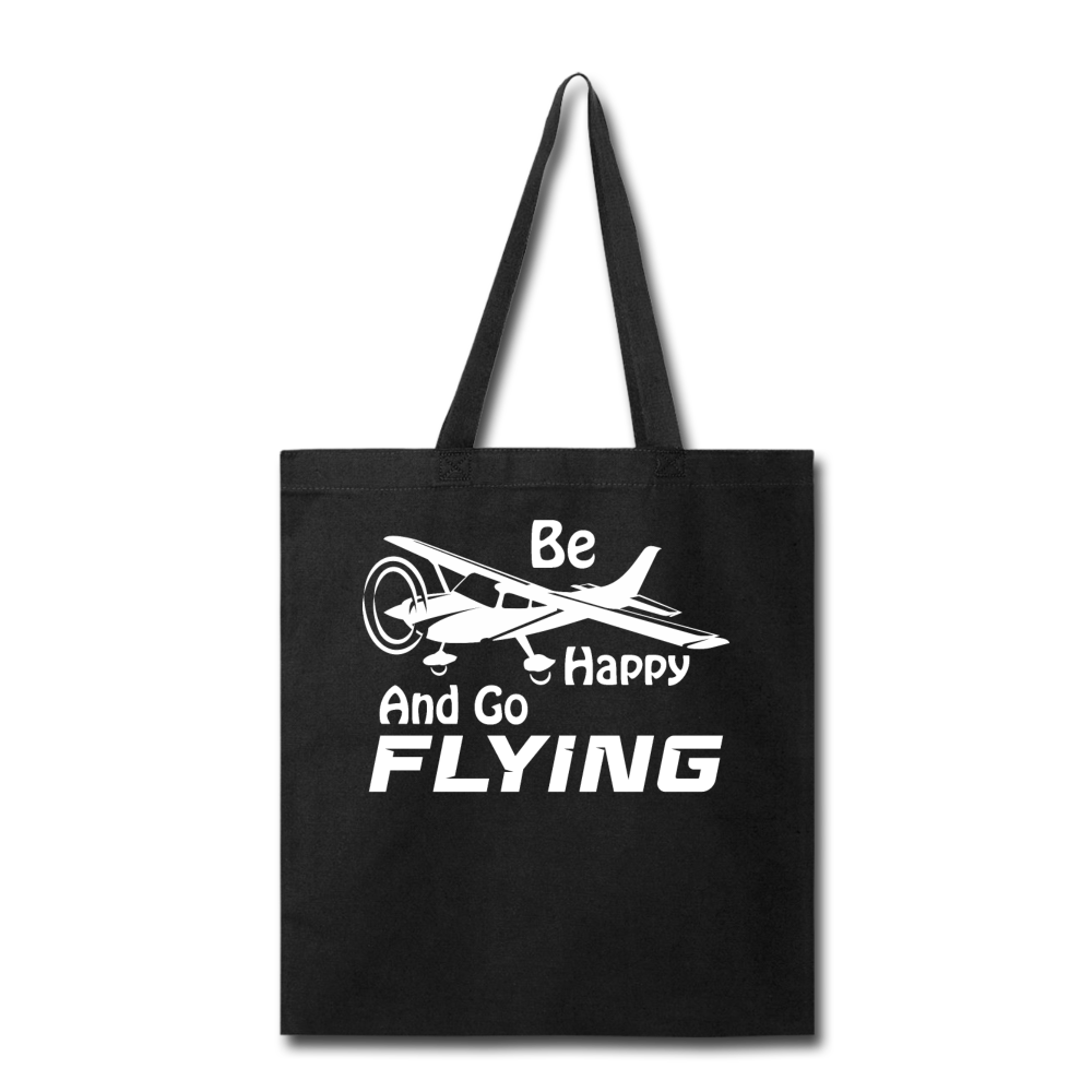 Be Happy And Go Flying - White - Tote Bag - black