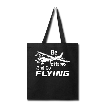 Be Happy And Go Flying - White - Tote Bag - black