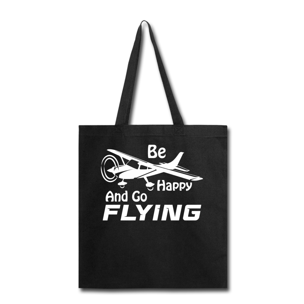 Be Happy And Go Flying - White - Tote Bag - black