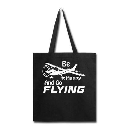 Be Happy And Go Flying - White - Tote Bag - black