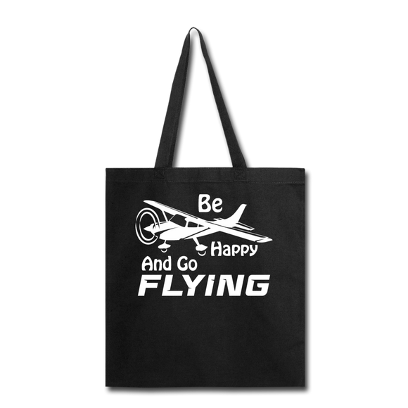 Be Happy And Go Flying - White - Tote Bag - black