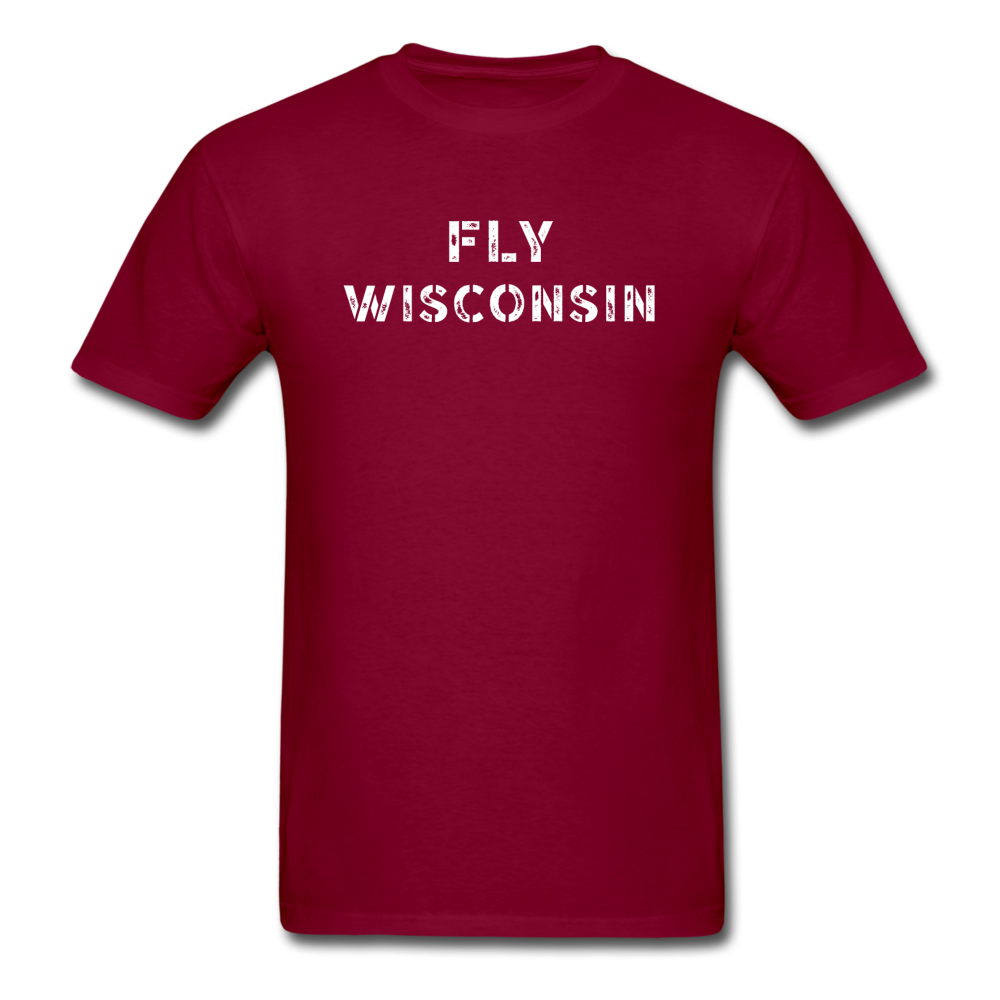 Fly Wisconsin - Words - Stencil - Unisex Classic T-Shirt - burgundy