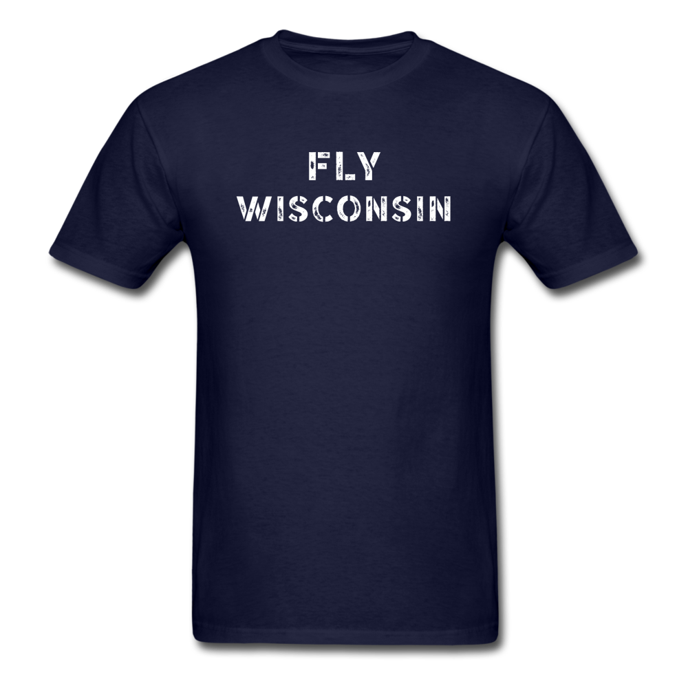 Fly Wisconsin - Words - Stencil - Unisex Classic T-Shirt - navy